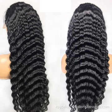 Hot Sell Virgin Mongolian Hair Swiss Lace Wig, Brazilian Cuticle Aligned Hair ,Raw Indian Virgin Hair Deep Wave Lace Front Wig